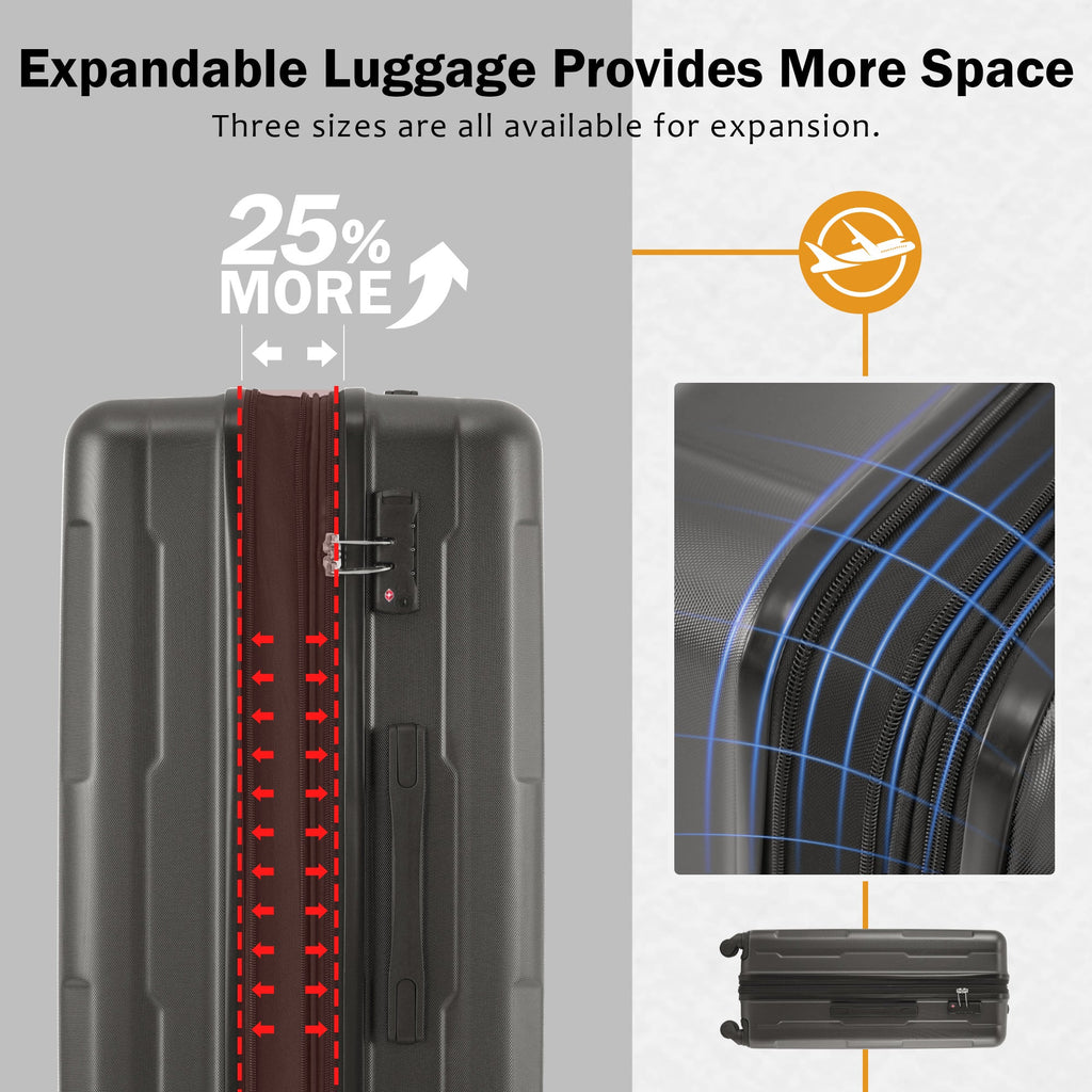 2 Piece Luggage Set with Expandable Spinner Wheels