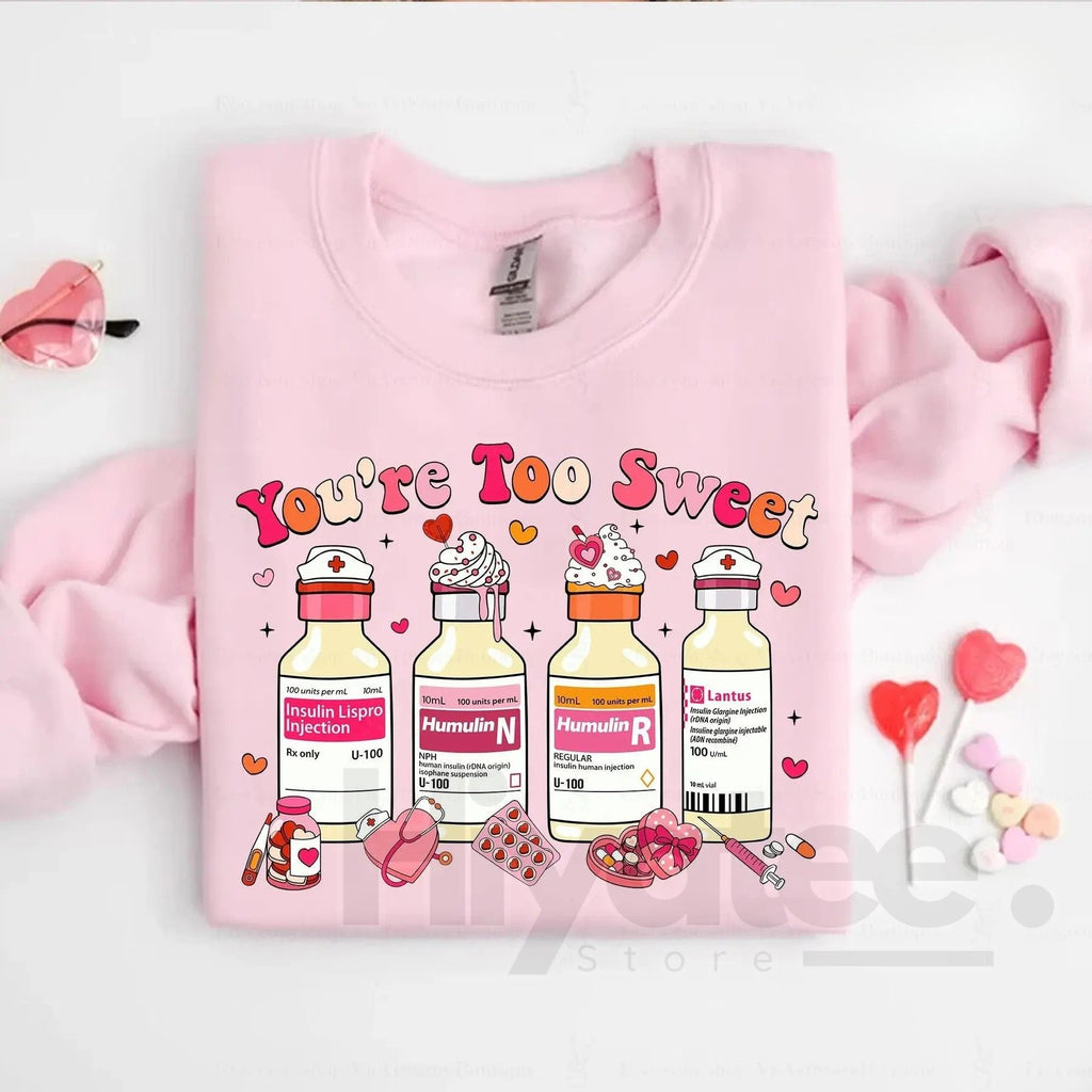 ER & ICU Nurse Valentine’s Day Shirt: Cute Insulin Diabetes Nursing Crewneck