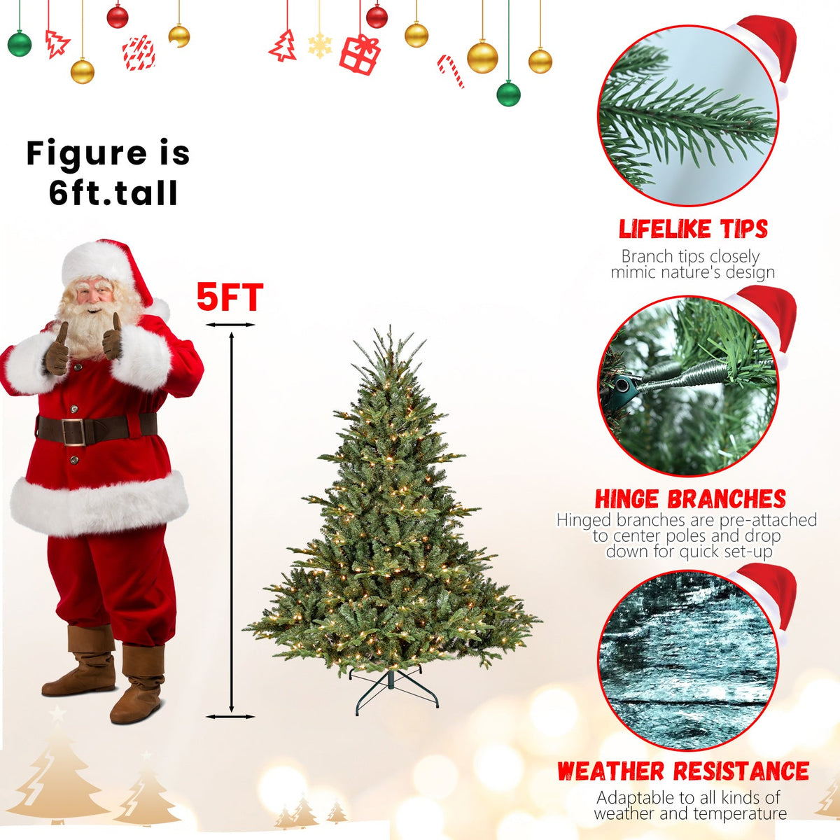 6FT Full-Shape Christmas Tree with 500 UL Lights