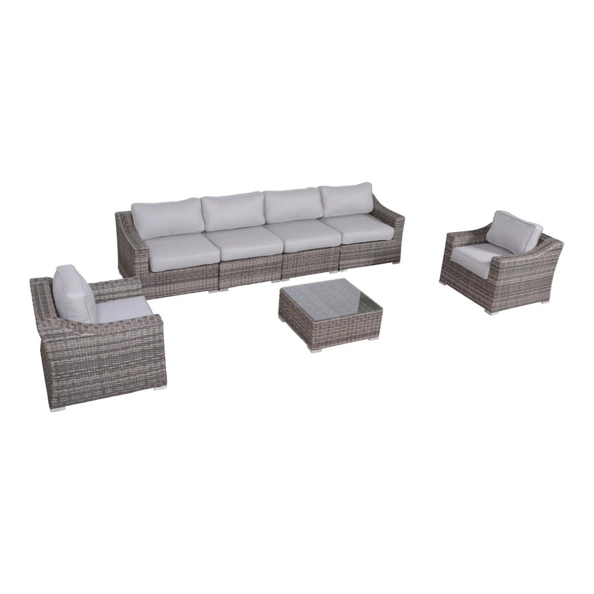 LSI Fully Assembled Outdoor Wicker Seating Group for 6 with Cushions