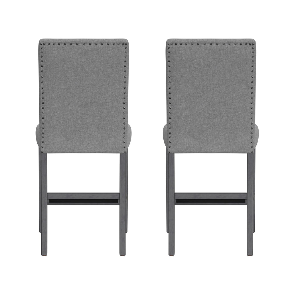 Gray Upholstered Barstools, Set of 2