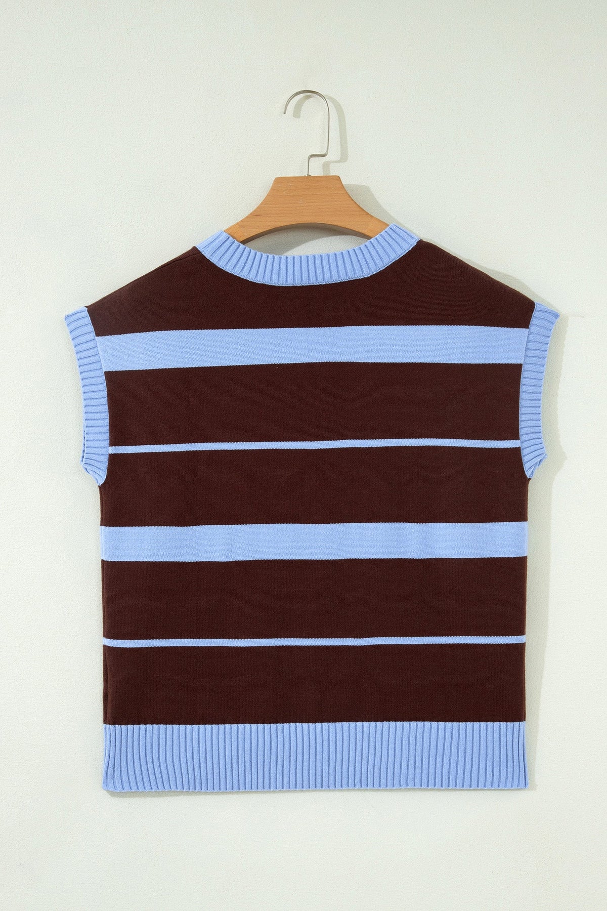 Stripe Short Sleeve Round Neck Knit Top