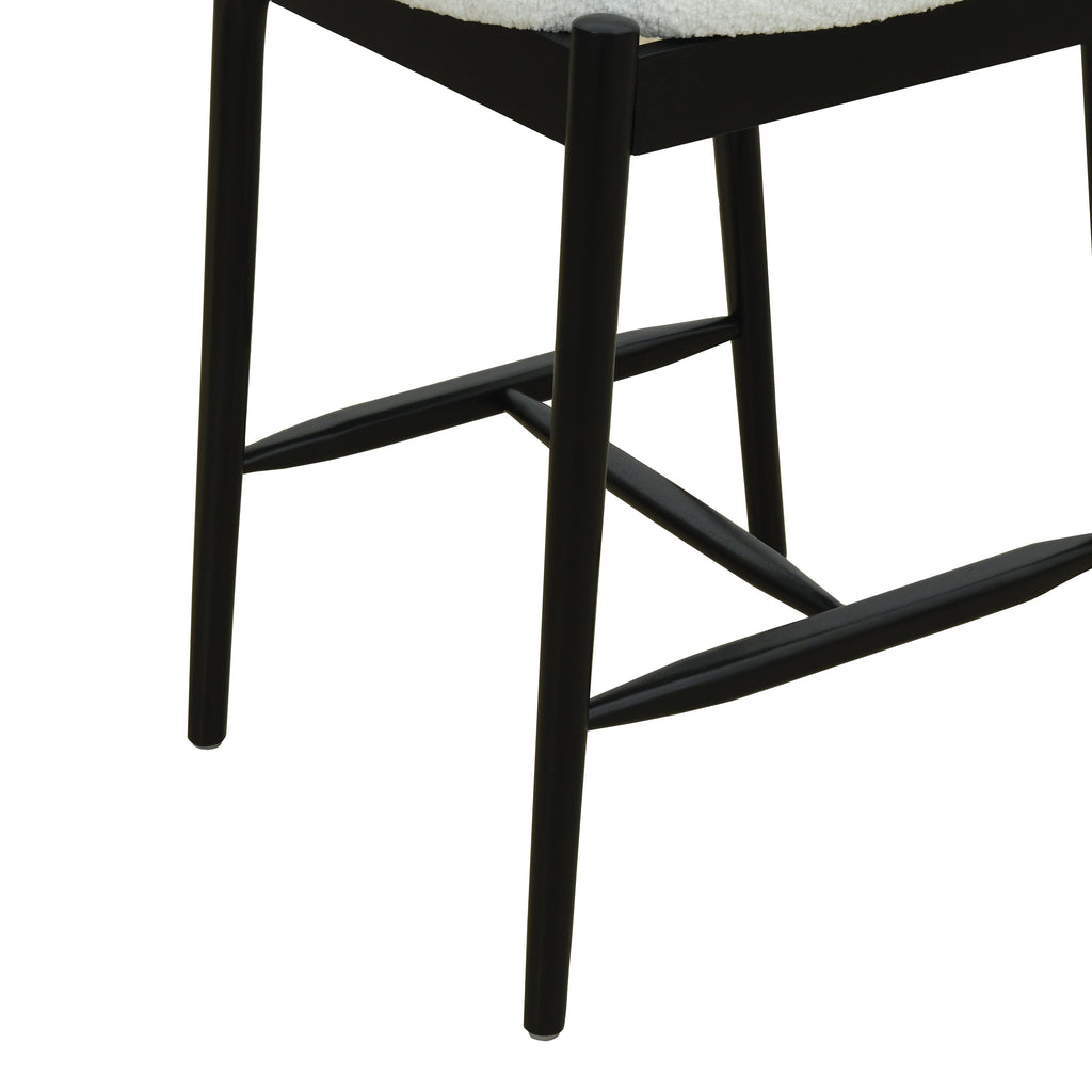 Mid Century Modern Counter Stool Set of 2 - Black & Beige