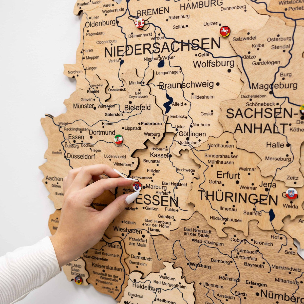 3D Germany Wooden Map Gold