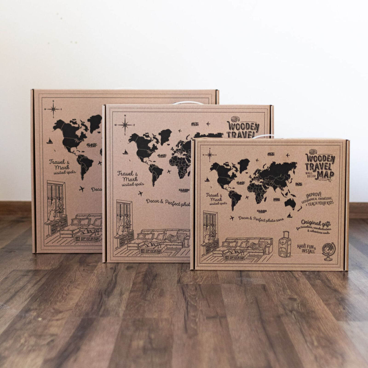 3D Wooden World Map Mystery