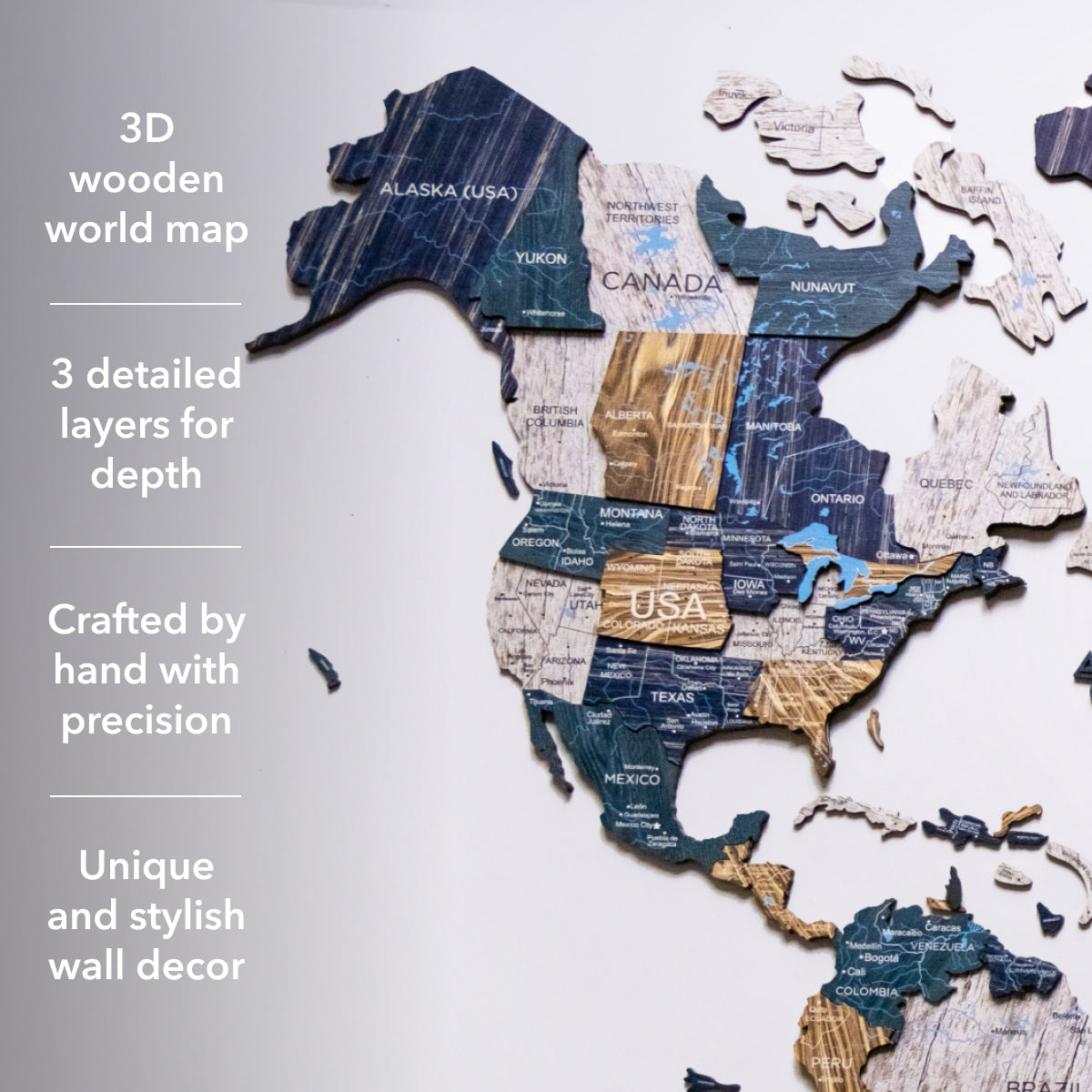 3D Wooden World Map Mystery