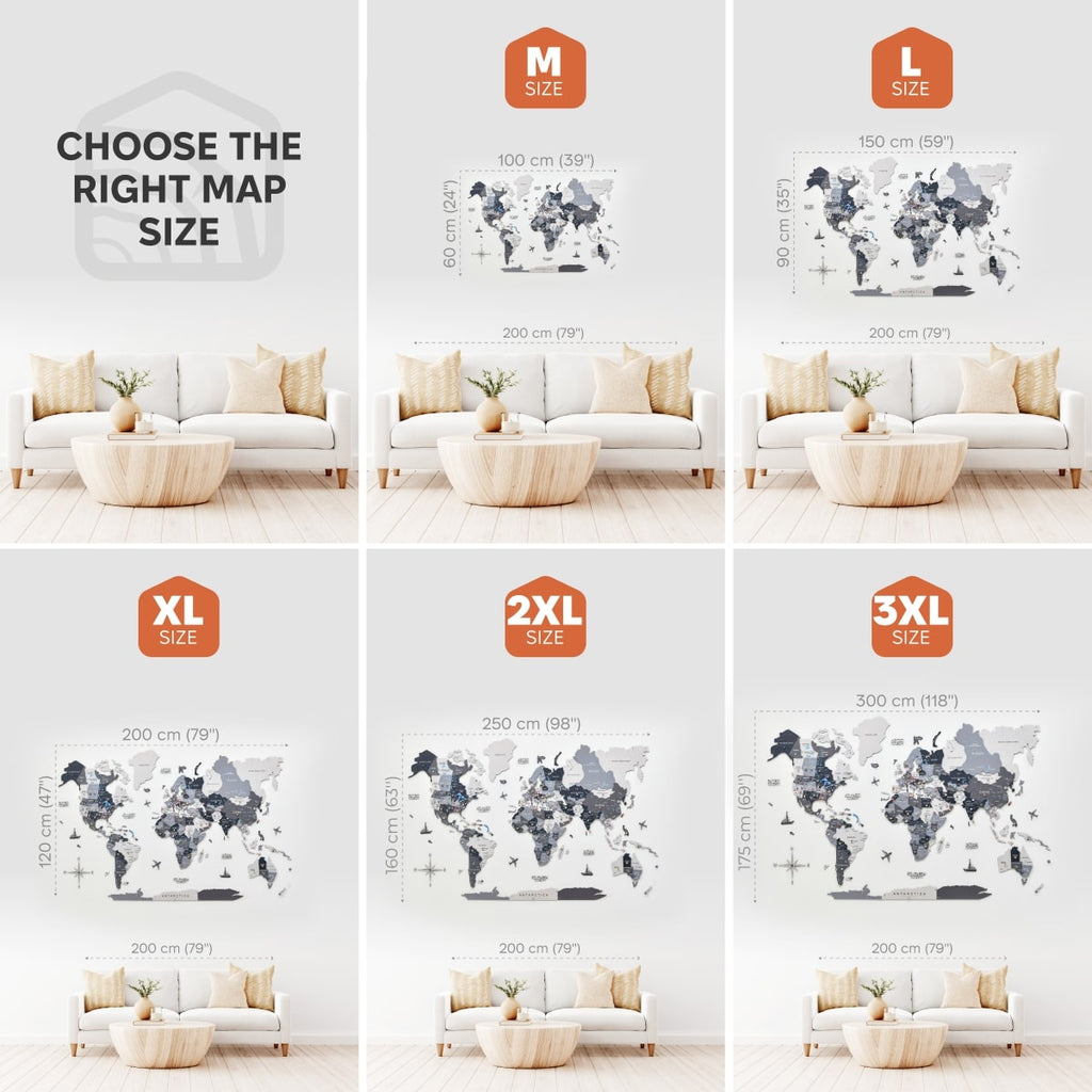 3D Wooden World Map Nordik