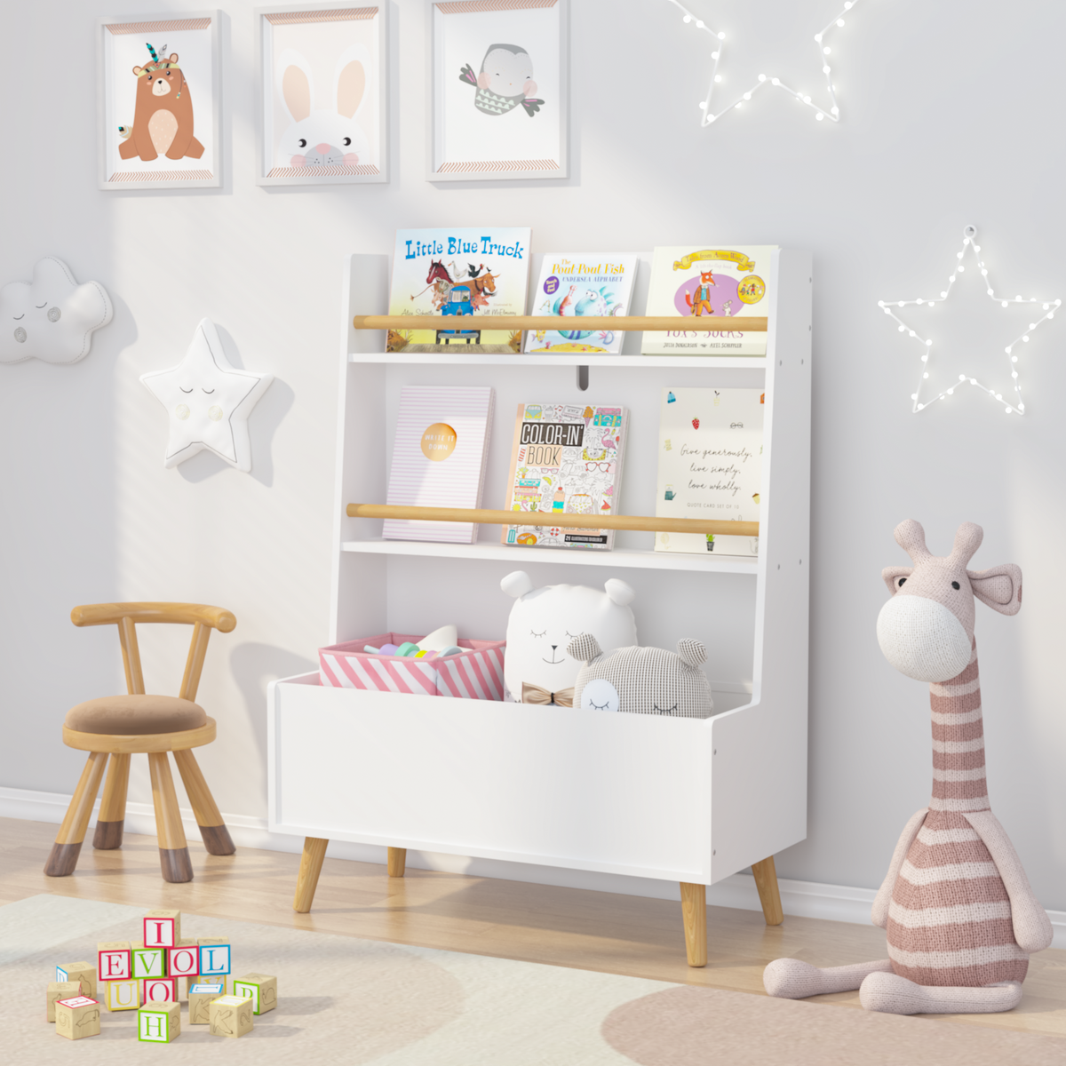 Kids Bookshelf and Toy Storage Cabinet
