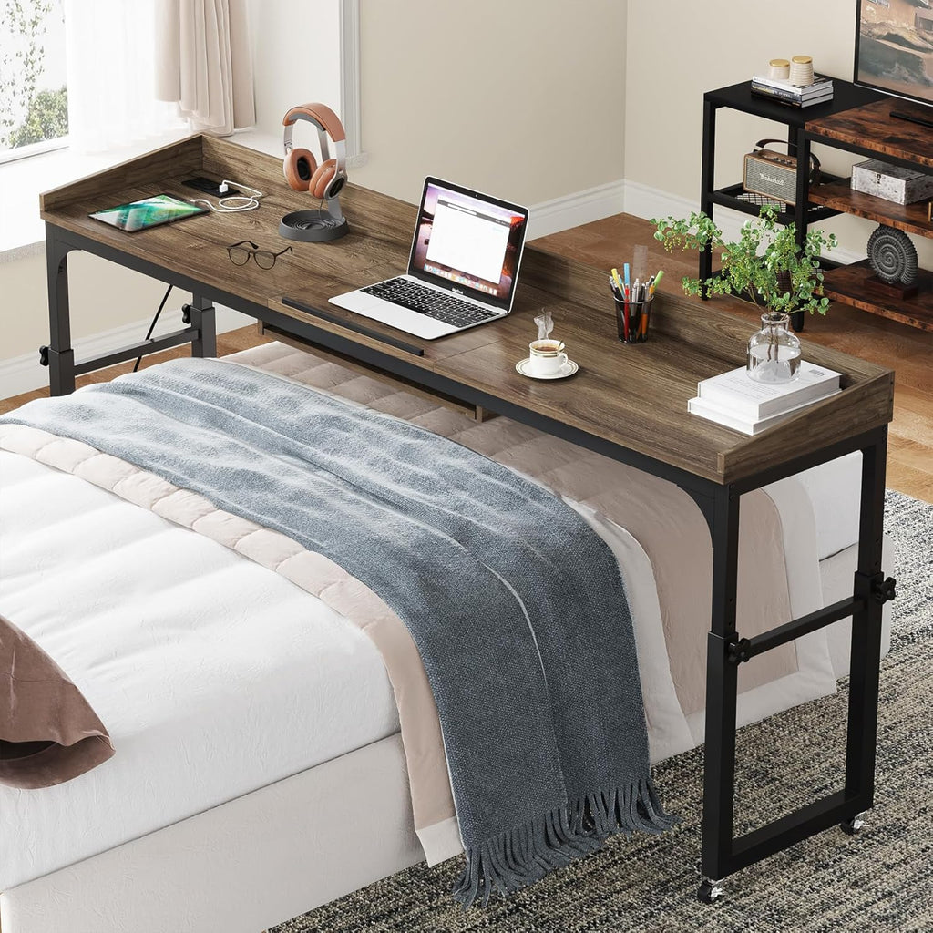 Height Adjustable Overbed Table with Wheels