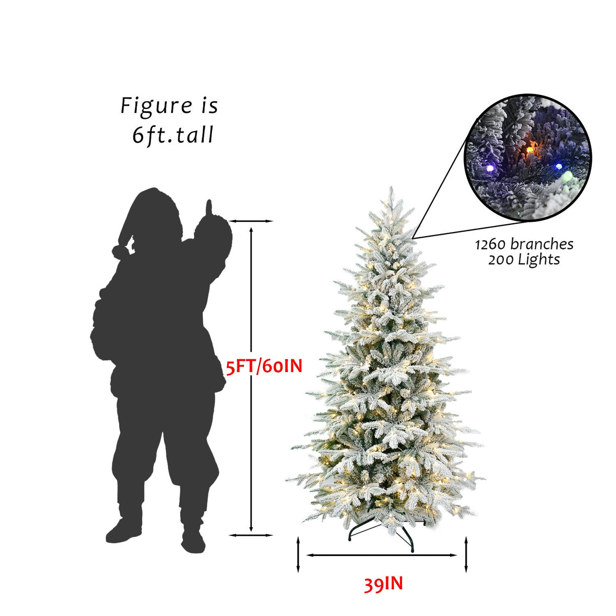 5FT PE+PVC Flocked Artificial Christmas Tree