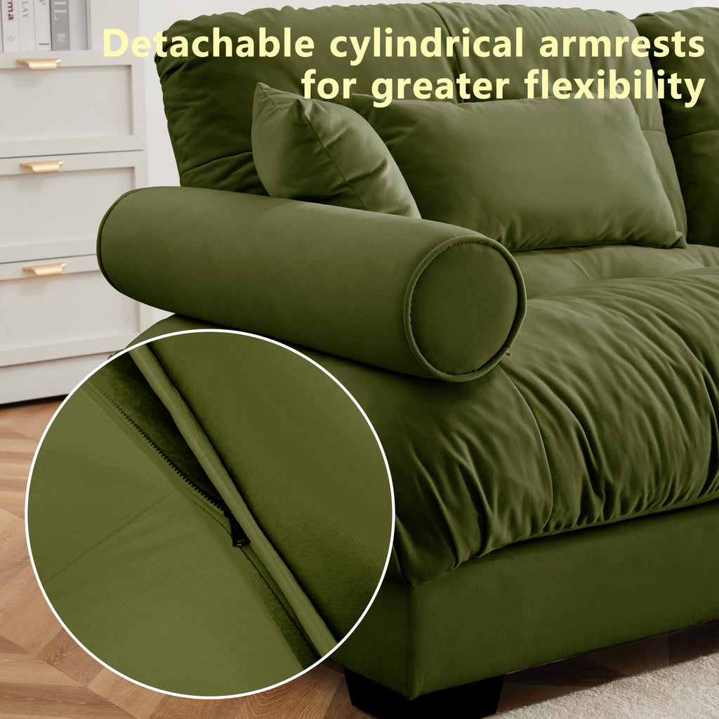 Extra Large 3 Seat Modern Velvet Sofa