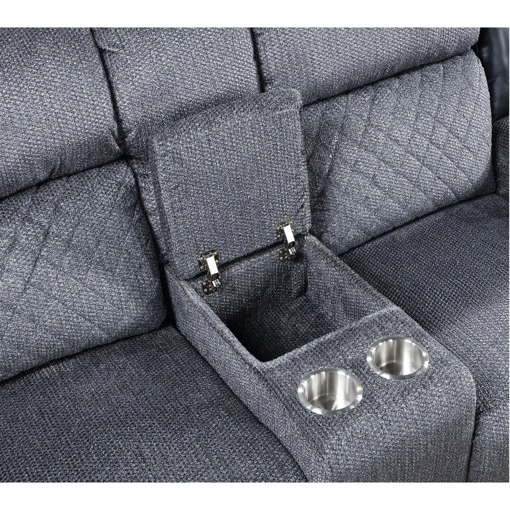 Alicia Grey/black Console Reclining Loveseat