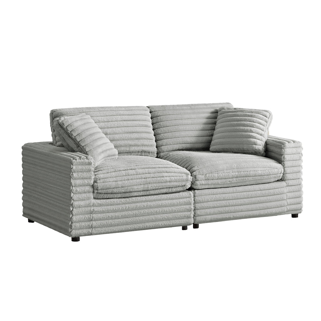 Jenny 2-Piece Sofa Sectional in Plush Polyester Cord-Like Fabric