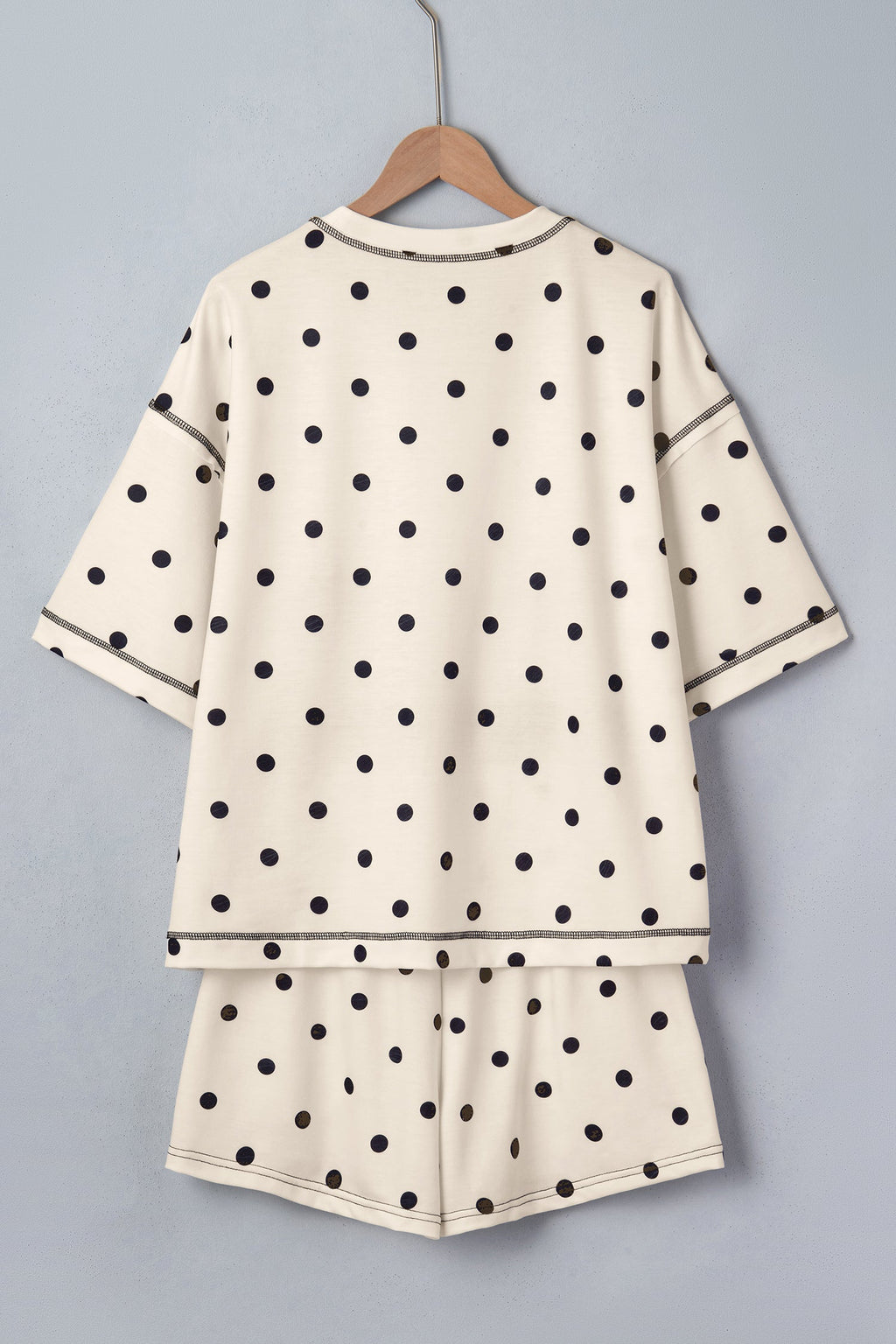 Polka Dot Loose Tee & Drawstring Shorts Set