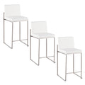 26" Contemporary High Back Counter Stool Set in Stainless Steel