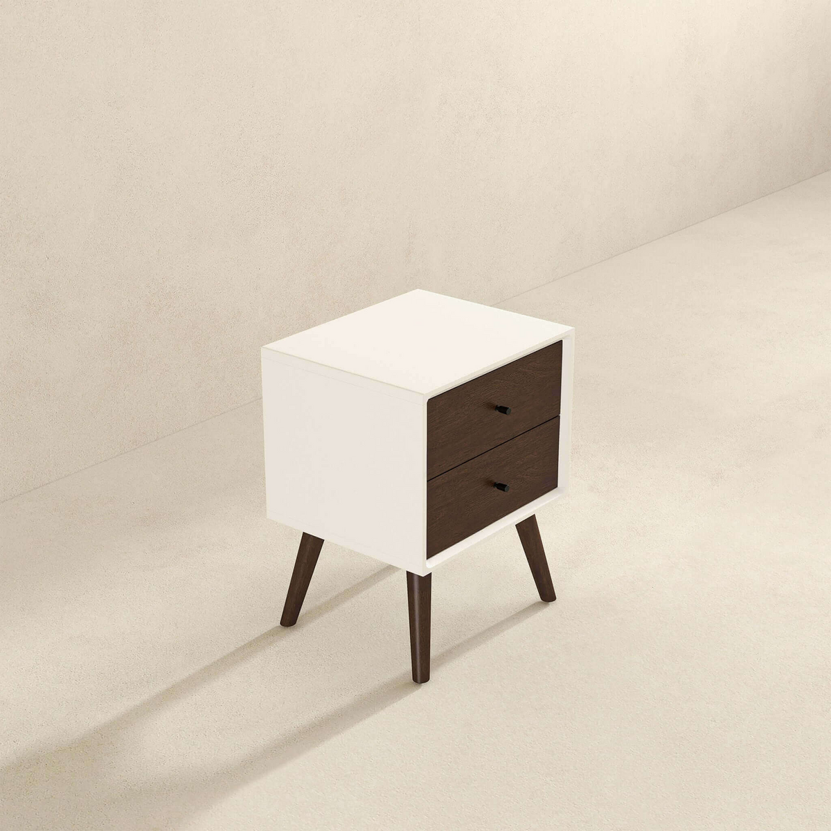 Caroline Mid Century Modern Style 2-Drawer Nightstand