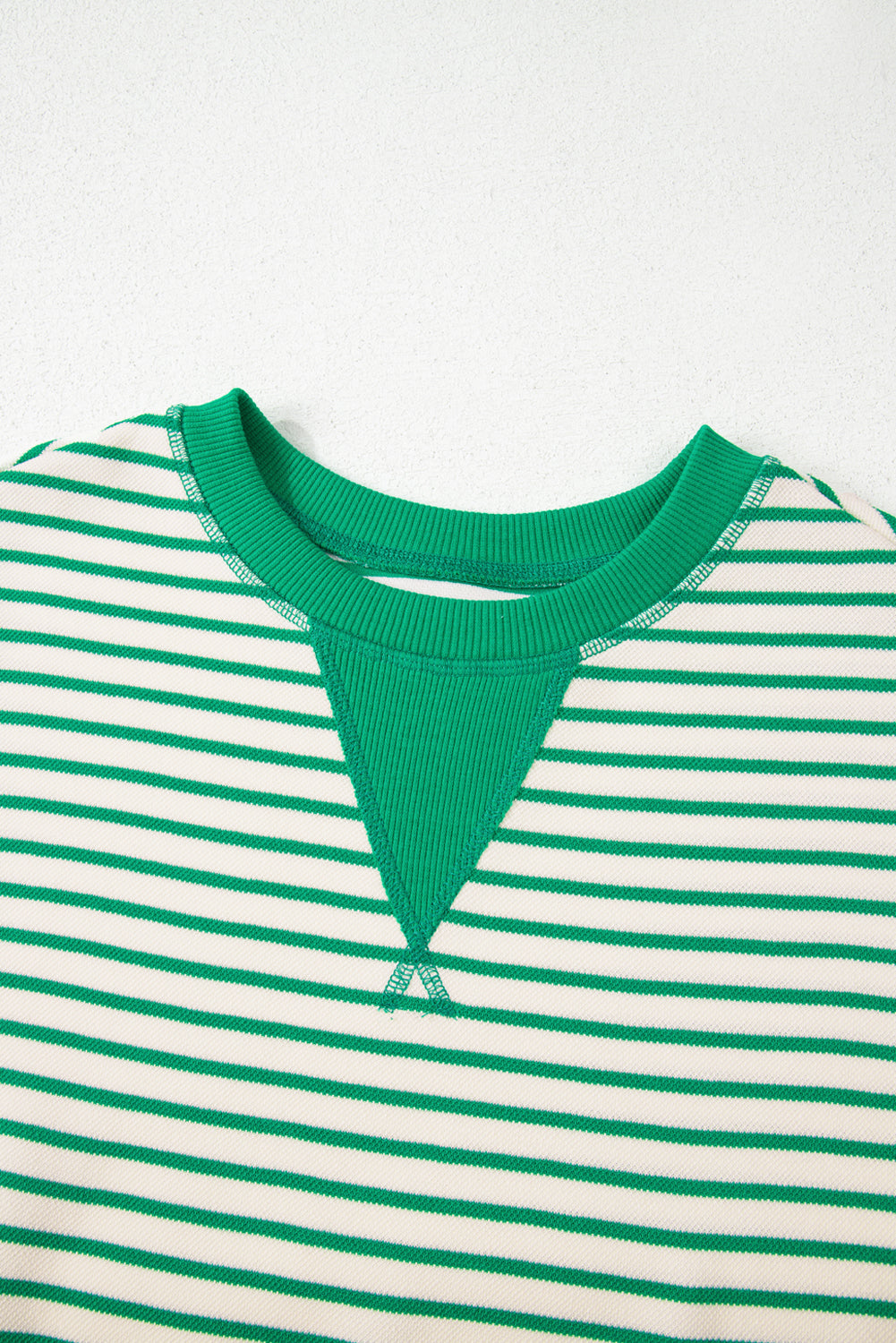 Stripe Contrast Detail Ruffle Short Sleeve Top