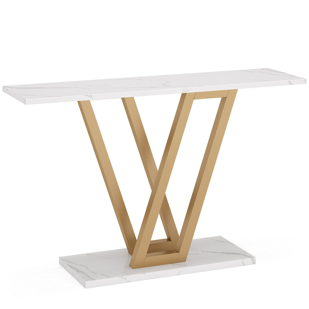 43” Gold Faux Marble Console Table