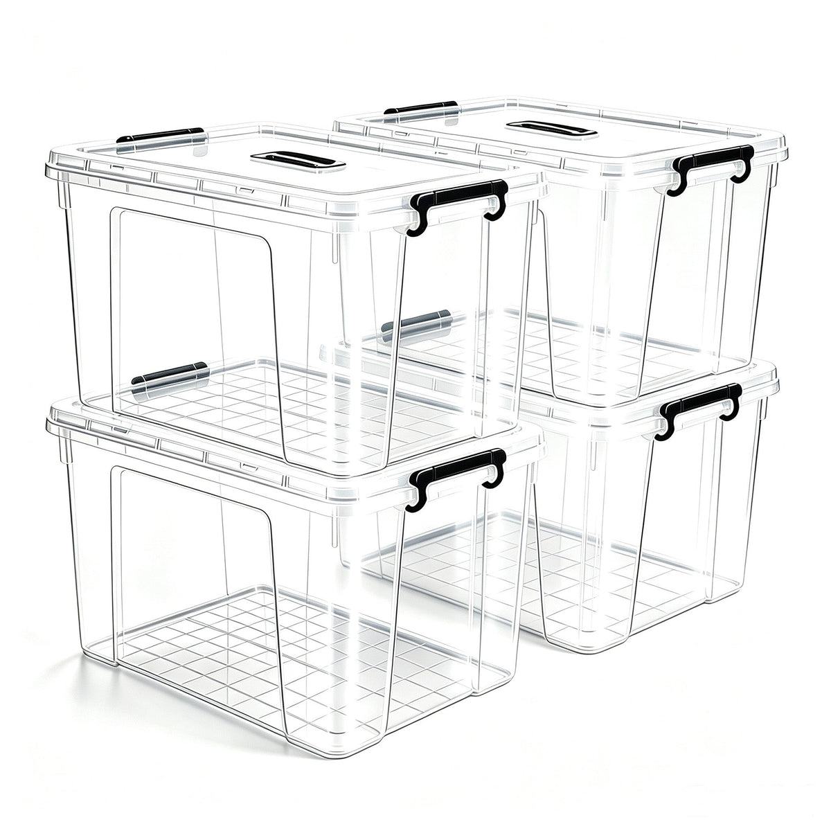 4 Pack 90 QT Clear Plastic Storage Bins with Lids