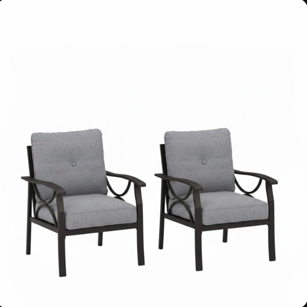 Set of 2 All-Weather Metal Armchairs