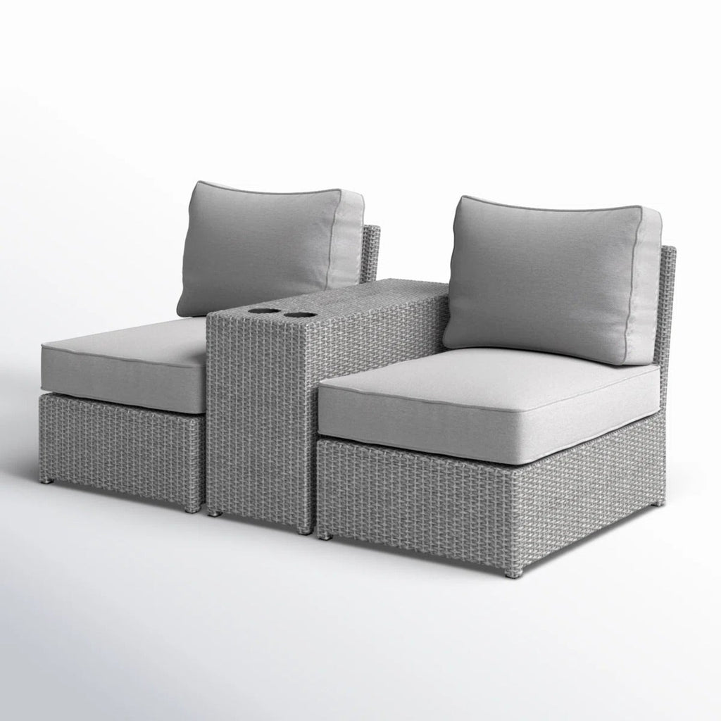 LSI All-Weather 2-Person Wicker Conversation Set with Cushions