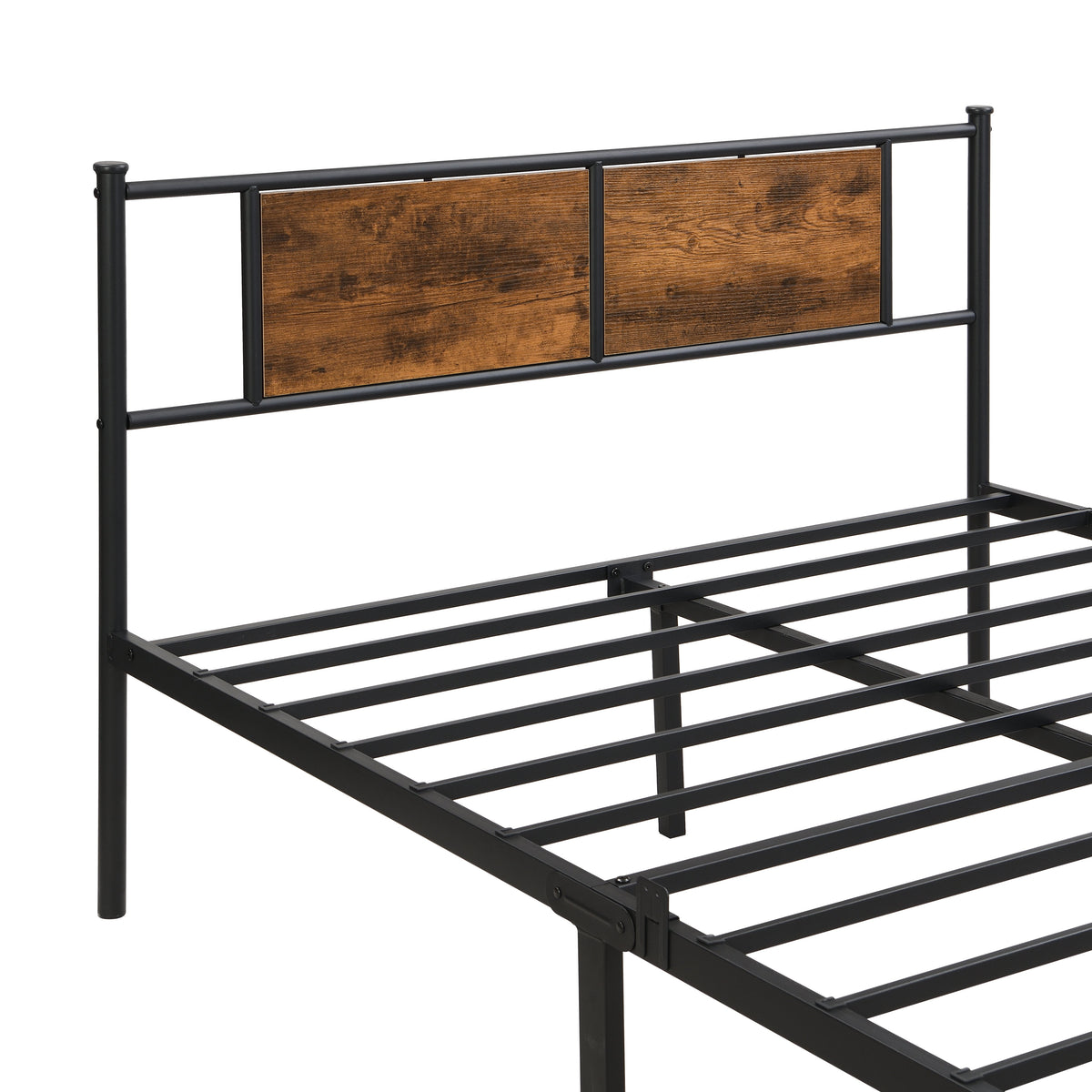 California King Bed Frame with Wood Panel Decoration