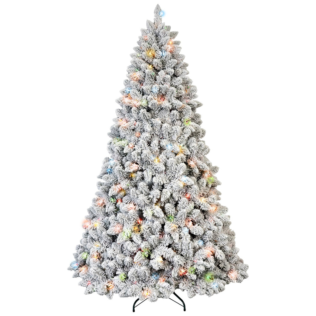 5FT Flocked Christmas Tree with 300 Colorful Lights