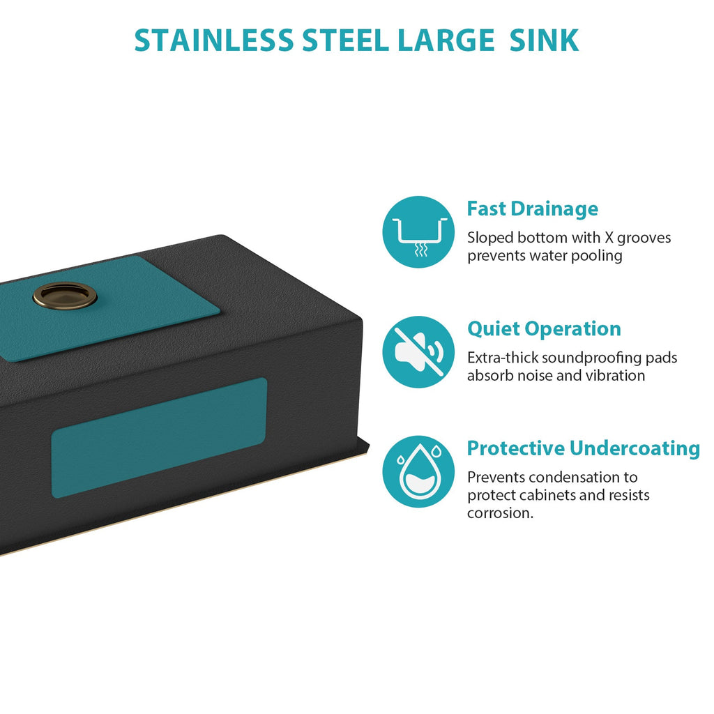 30"x18"x10" Gunmetal Kitchen Sink