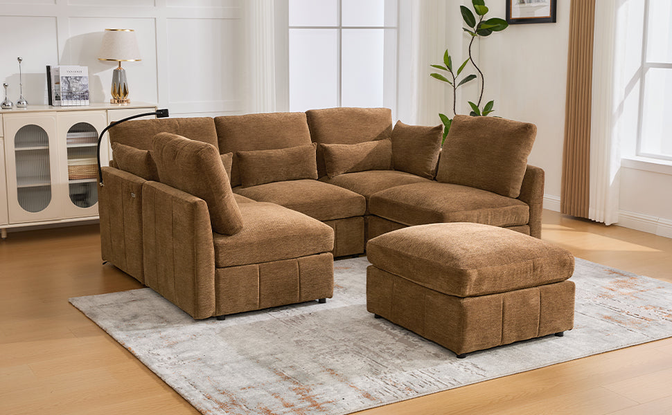 Modern Sectional Sofa Modular Sofa with USB Ports