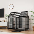 55" Heavy Duty Dog Crate for Large Dogs with Lockable Wheels