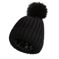 Womens Solid-Color Brimmed Hat With Satin Pom-Pom