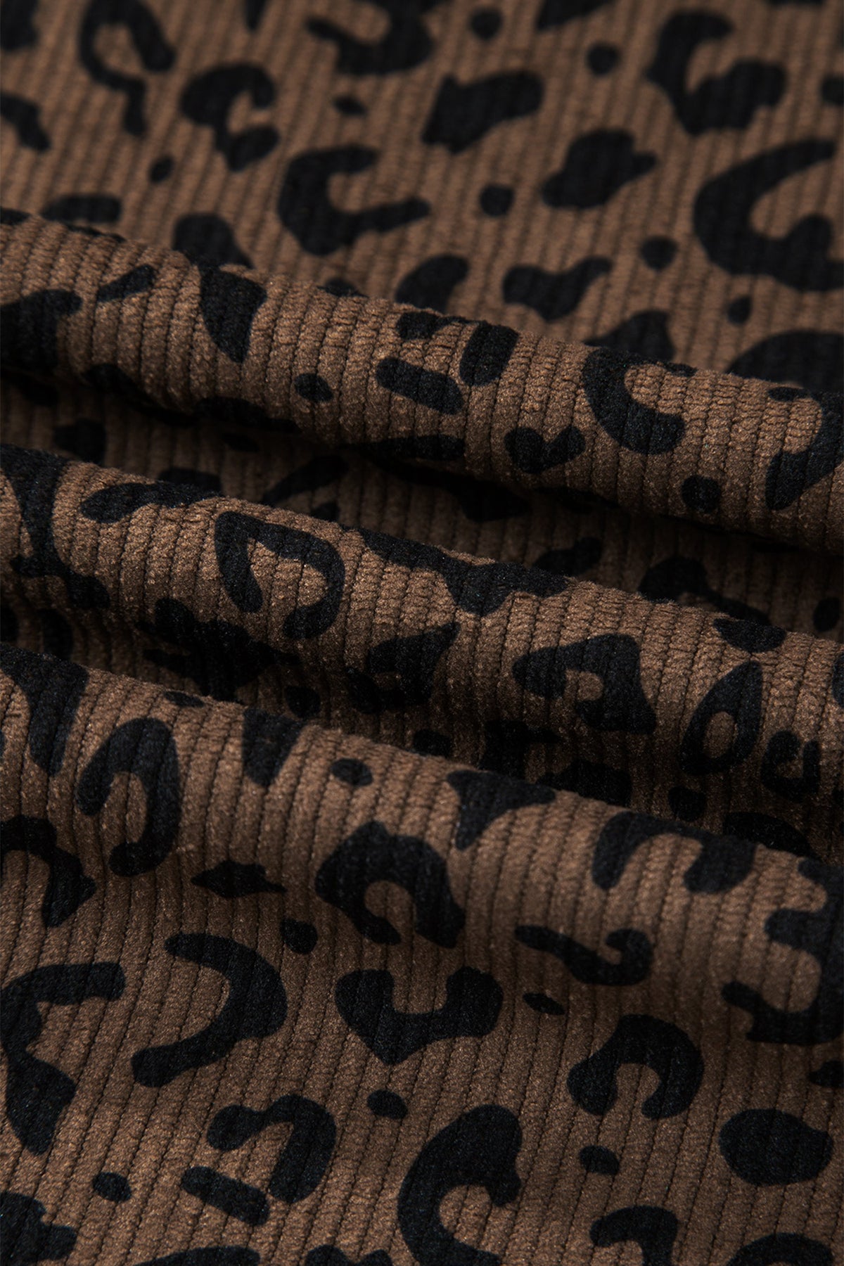 Leopard Elastic High Waist Loose Corduroy Pants