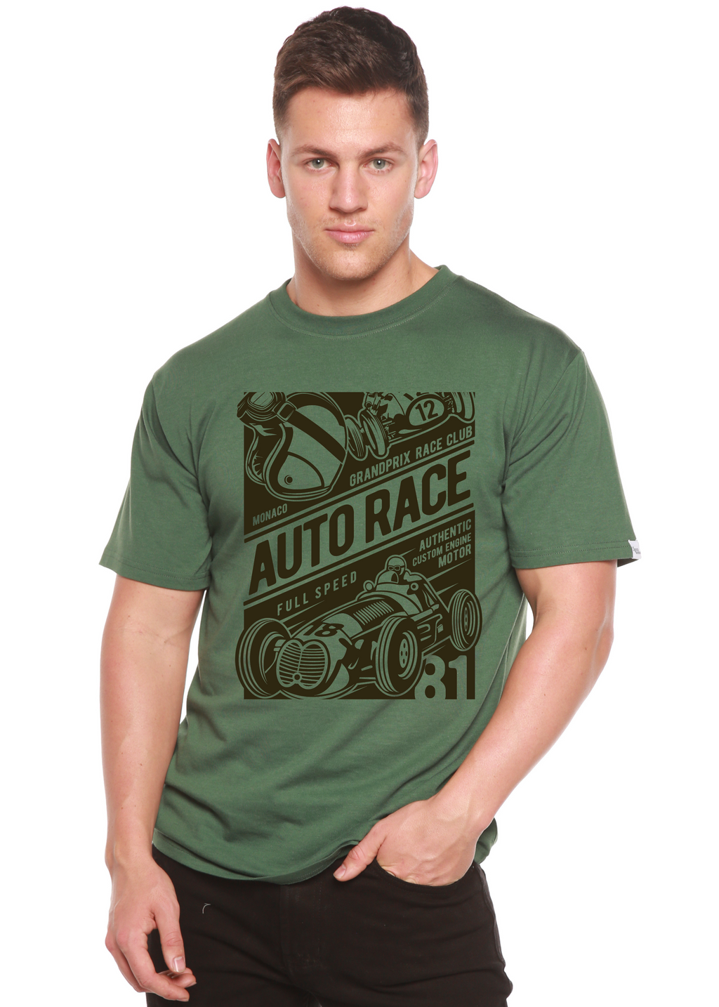 Auto Race Men's Bamboo Viscose/Organic Cotton Short Sleeve Graphic T-Shirt