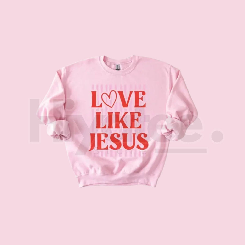 Love Like Jesus Preppy Valentine's Day Sweatshirt: Aesthetic Christian Crewneck