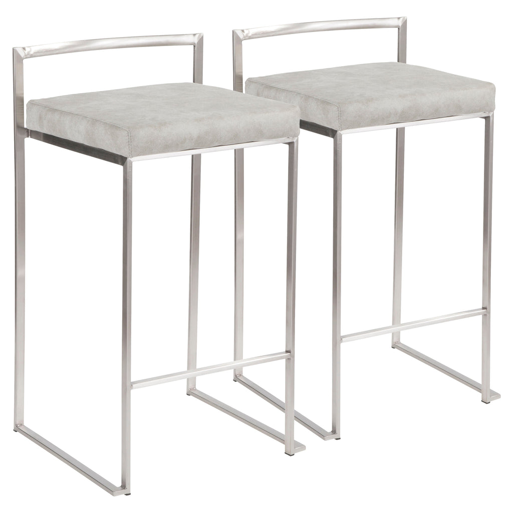 Contemporary Stackable Counter Stool in Stainless Steel with Light