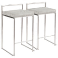 Contemporary Stackable Counter Stool in Stainless Steel with Light