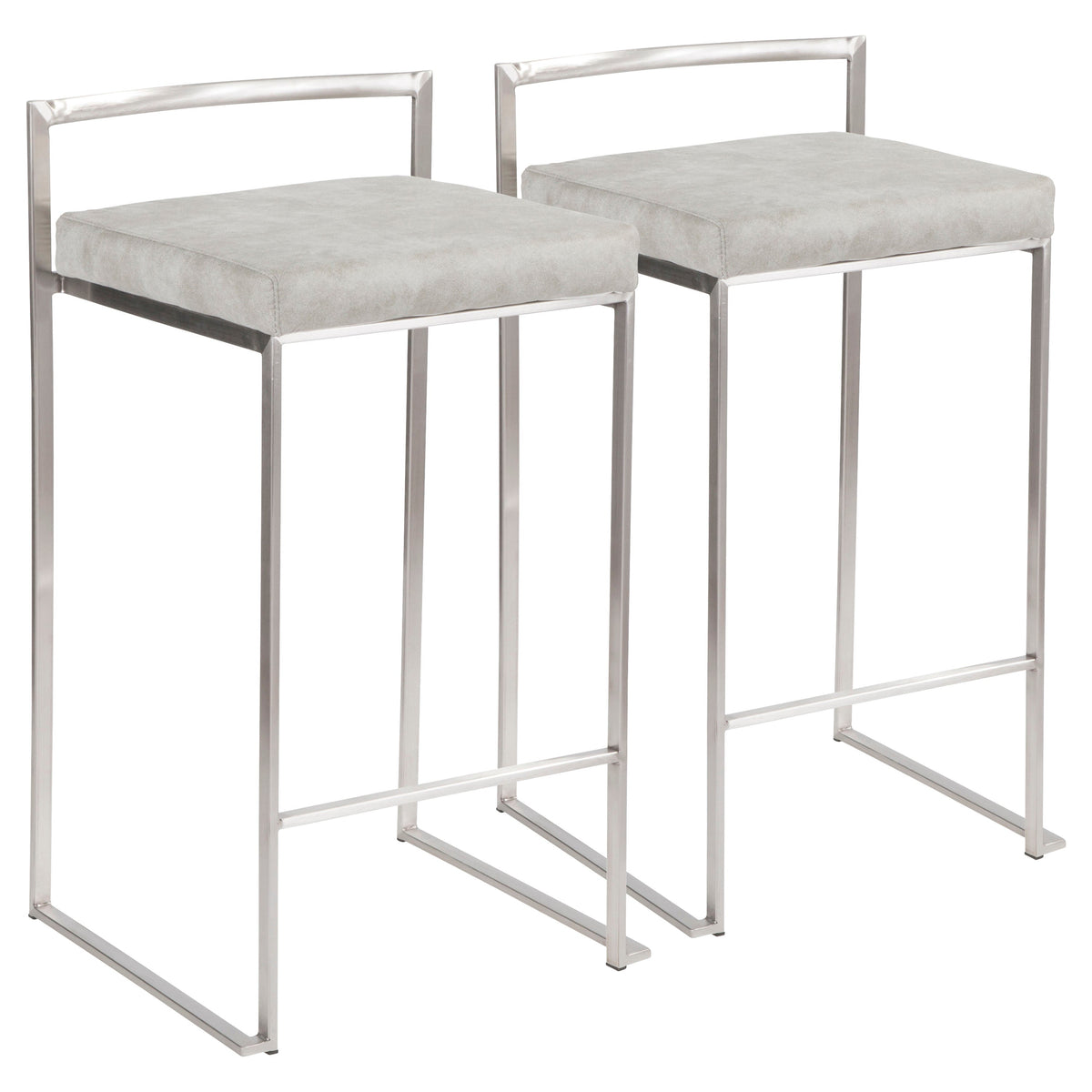 Contemporary Stackable Counter Stool in Stainless Steel with Light