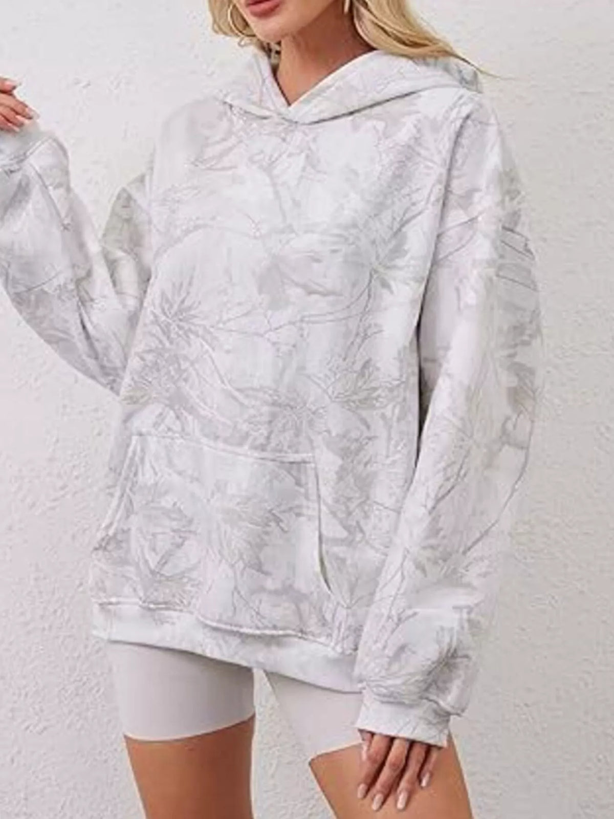 Full Size Kangaroo Pocket Long Sleeve Hoodie Plus Size
