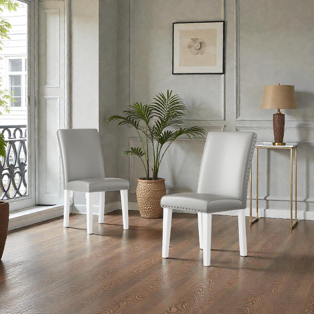 Upholstery Dining Chair Set - Silver and White