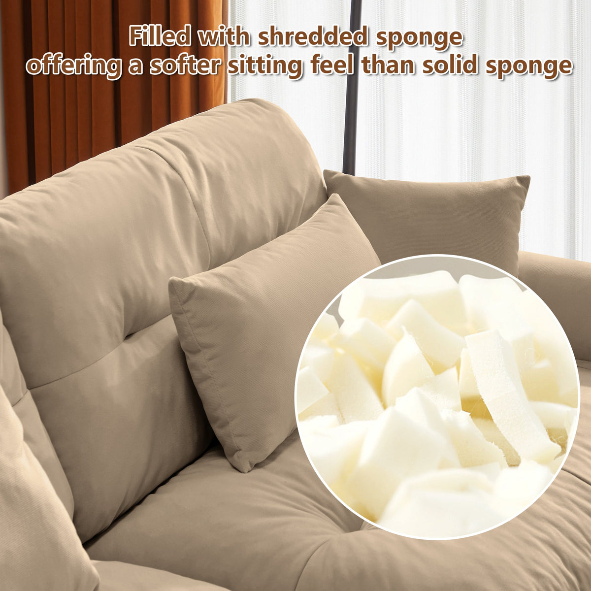 U Shaped Sectional Sofa Cloud Couch with Movable Ottomans