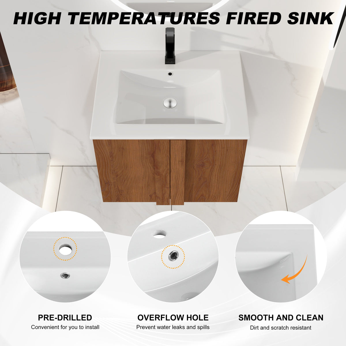 24" Floating Bathroom Vanity with Sink Combo