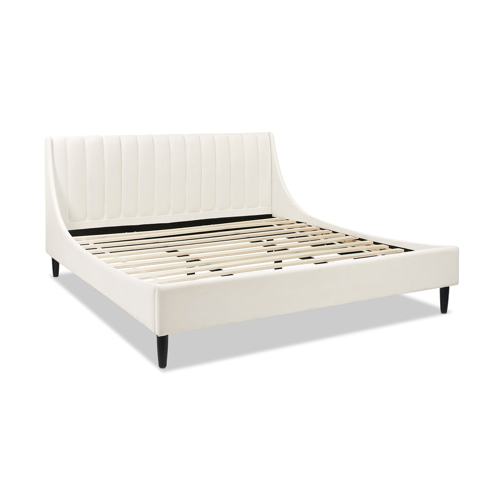 Aspen Vertical Tufted Headboard Platform Bed Set, King, Cloud