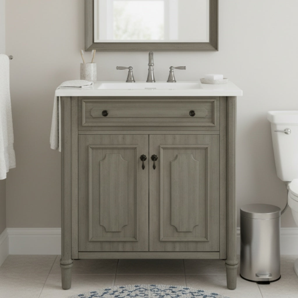 30 Inches Vintage Bathroom Vanity with Sink