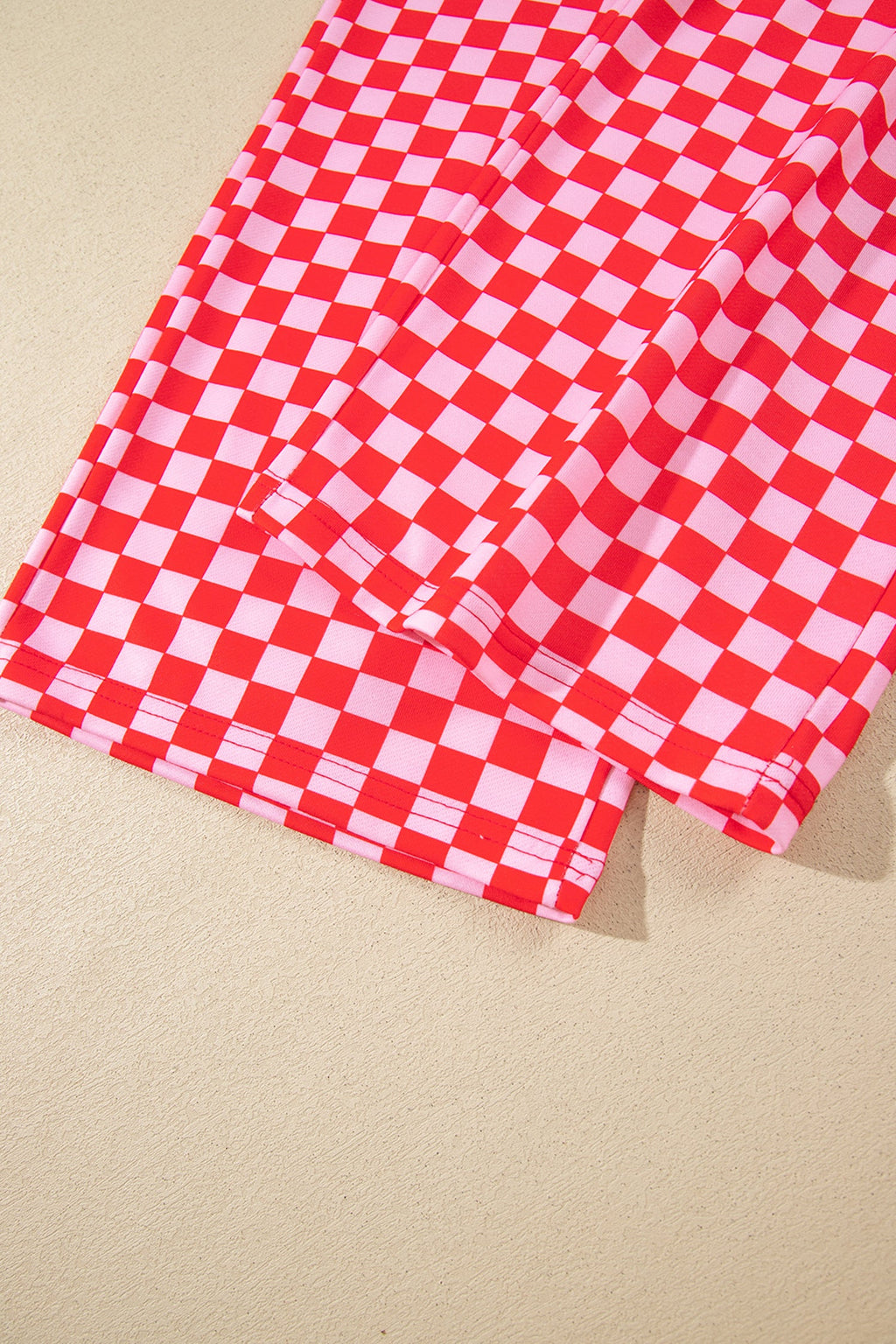 Red Christmas Slogan Graphic Plaid Contrast Two-piece Pant Set
