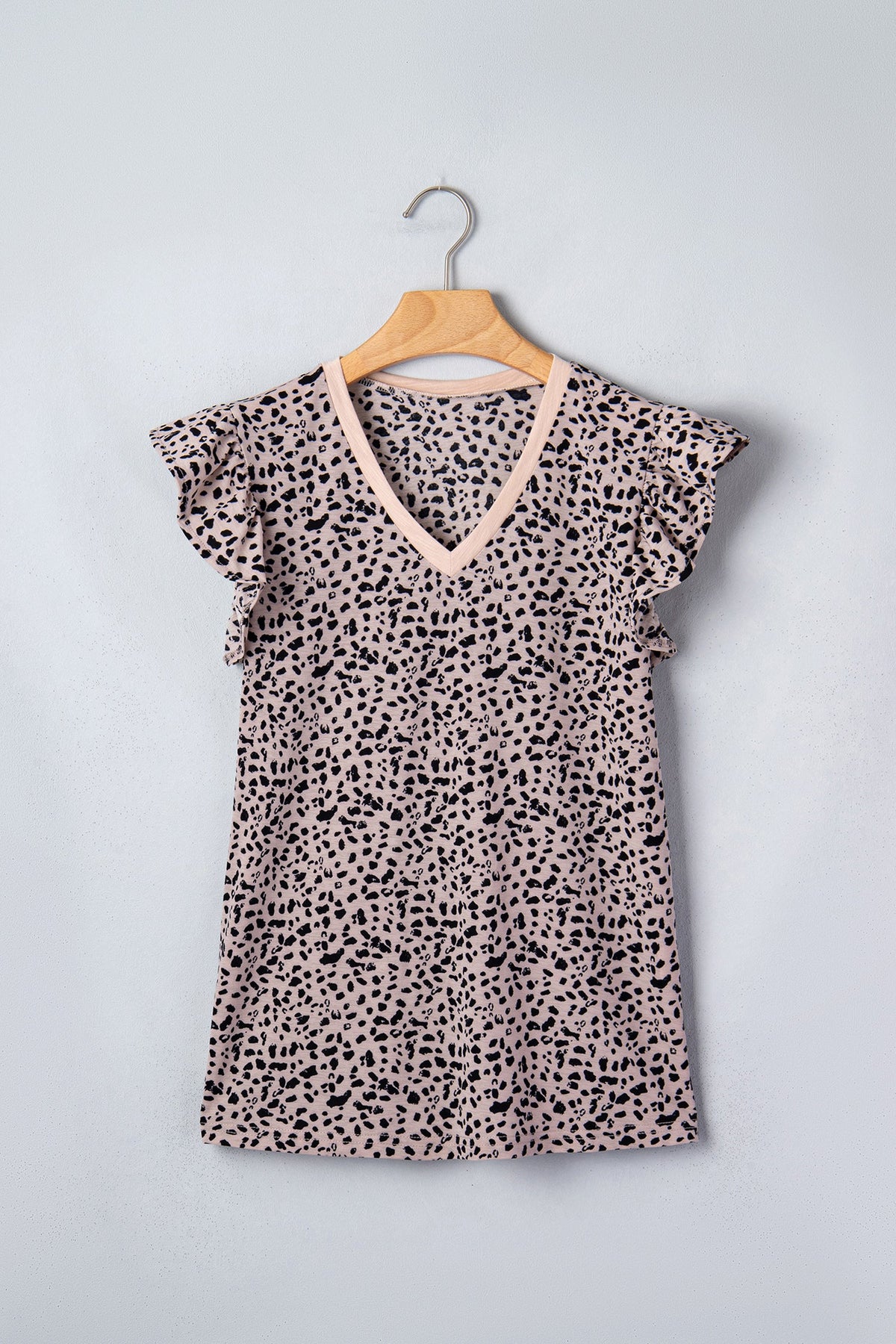 Cheetah V-Neck Ruffle Trim Tank Top