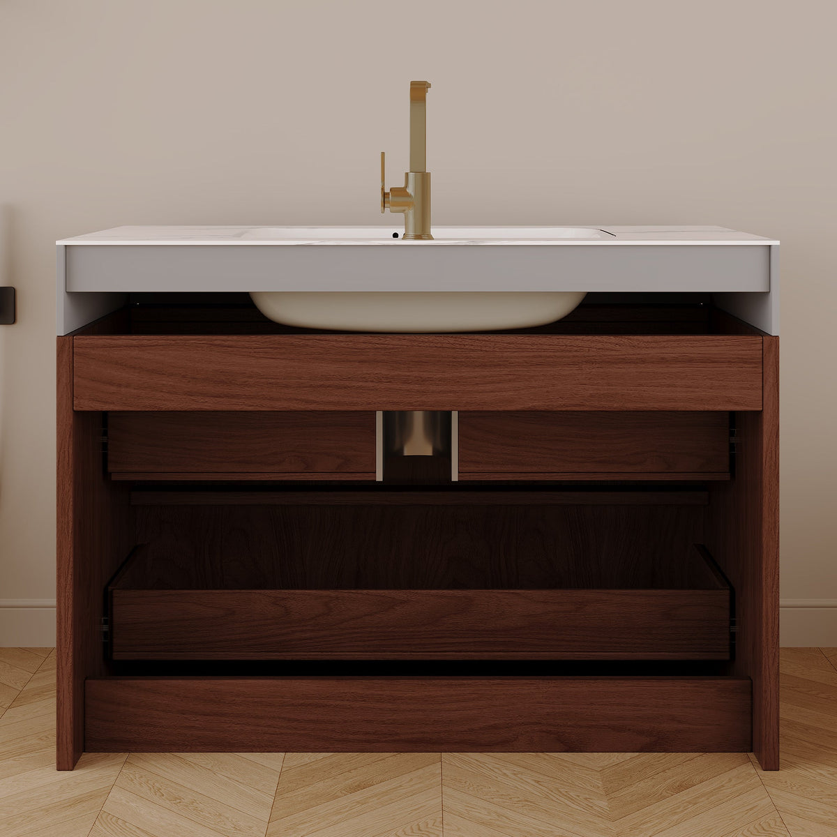 30" Modern Floating Bathroom Vanity with Seamless Sintered Stone Top