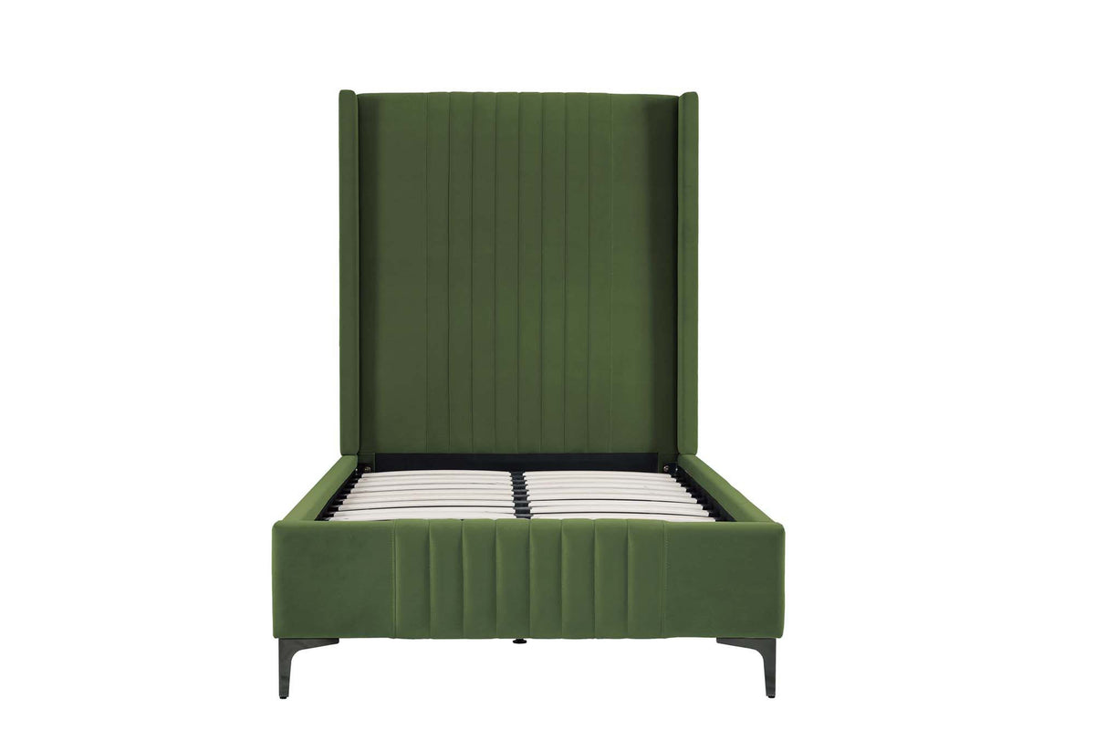 Promenade Upholstered Velvet Twin Bed in Moss