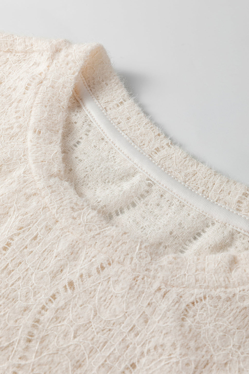 Lace Semi Sheer Long Sleeve Cropped Top