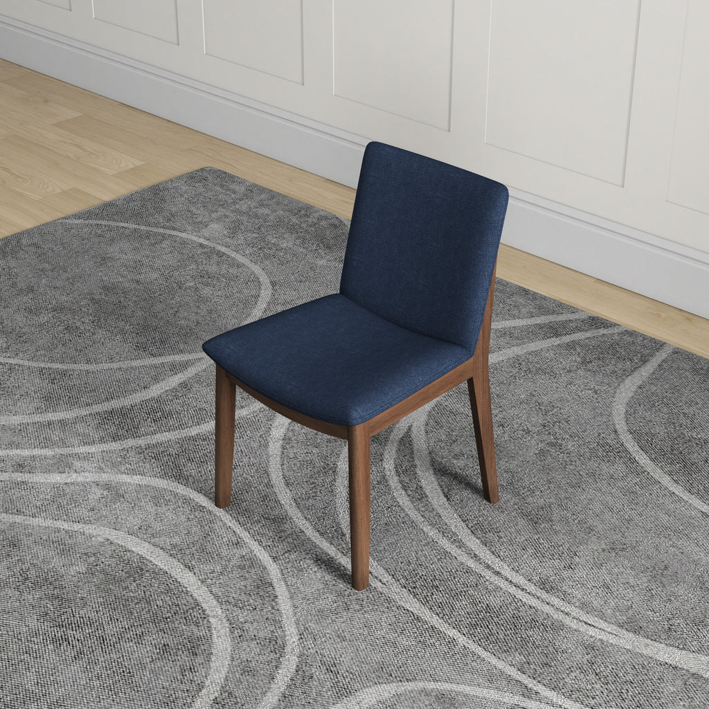 Laura Blue Linen Solid Wood Dining Chair Set of 2