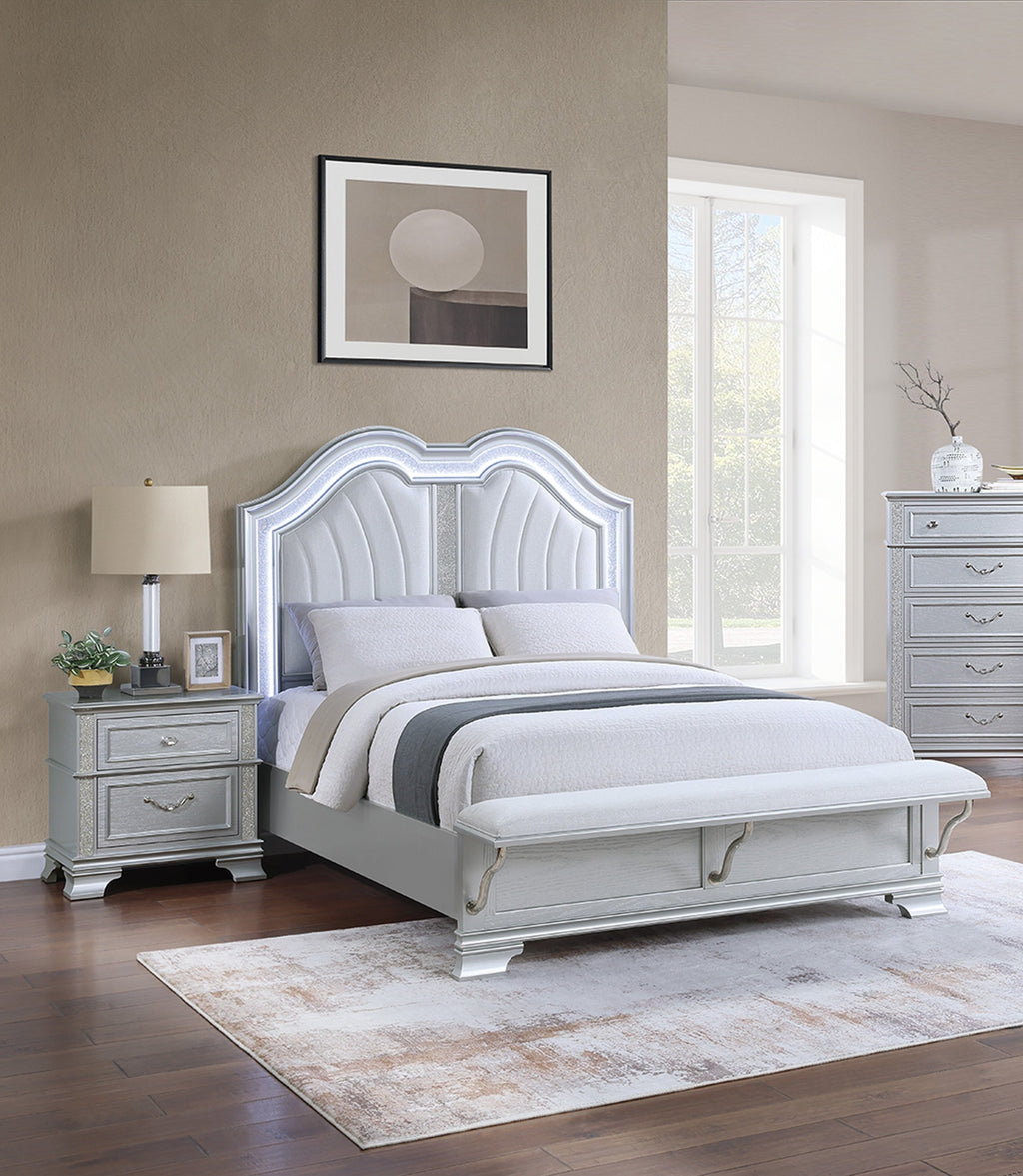 Contemporary Elegant King Size Bed 3-Piece Set